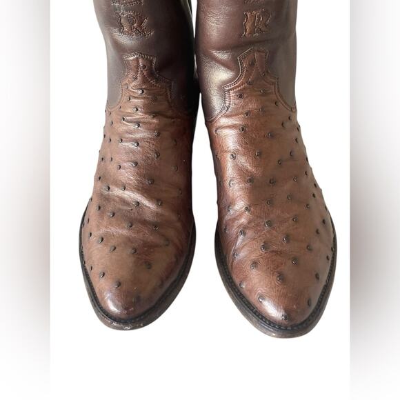 Wheeler Boot Co Houston Custom Brown Full Quill Ostrich Cowboy Boots 9.5 main image 5